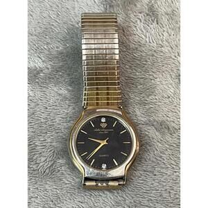 Vintage Jules Jurgensen Men's Quartz Watch Black Diamonds (Needs Battery)